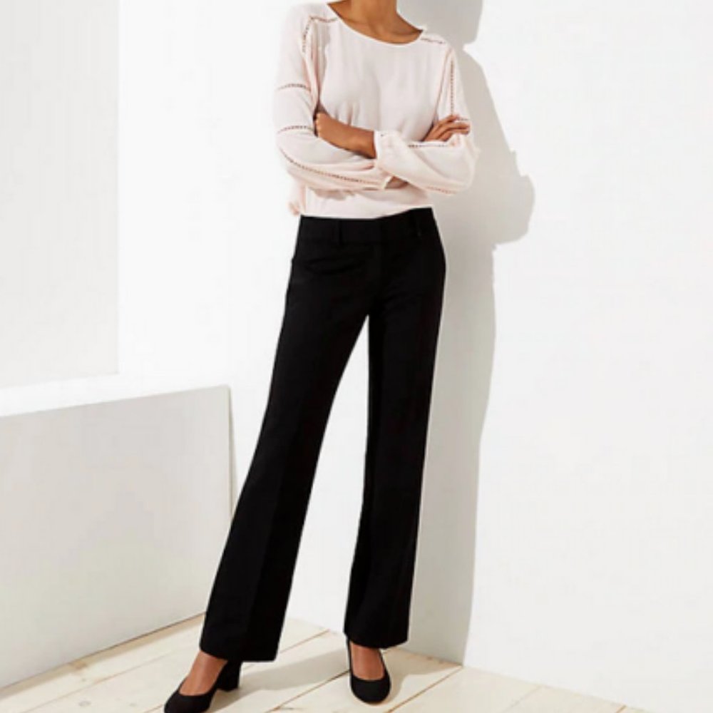 NWOT Ann Taylor LOFT Trousers in Doubleweave in Marisa Fit, Black, Size 4 Reg